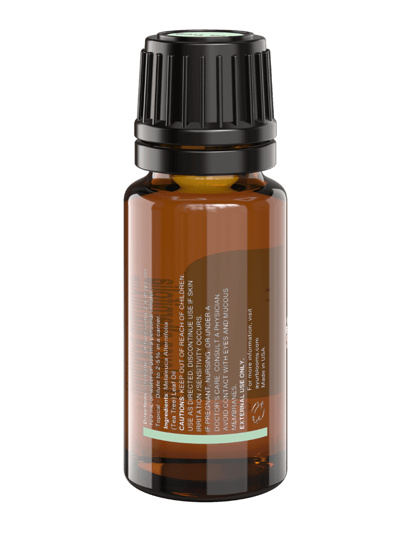 Ayurblooms 10ml Tea Tree Essential Oil – Back View