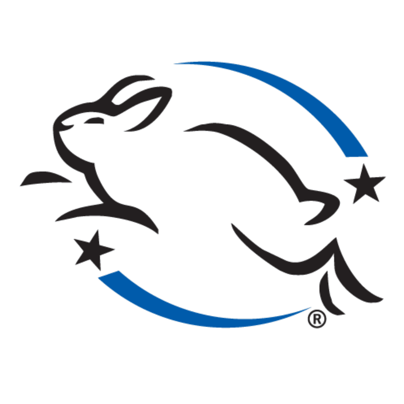 Leaping Bunny emblem with stars_the only globally recognized symbol ensuring no animal testing was used in the product's development