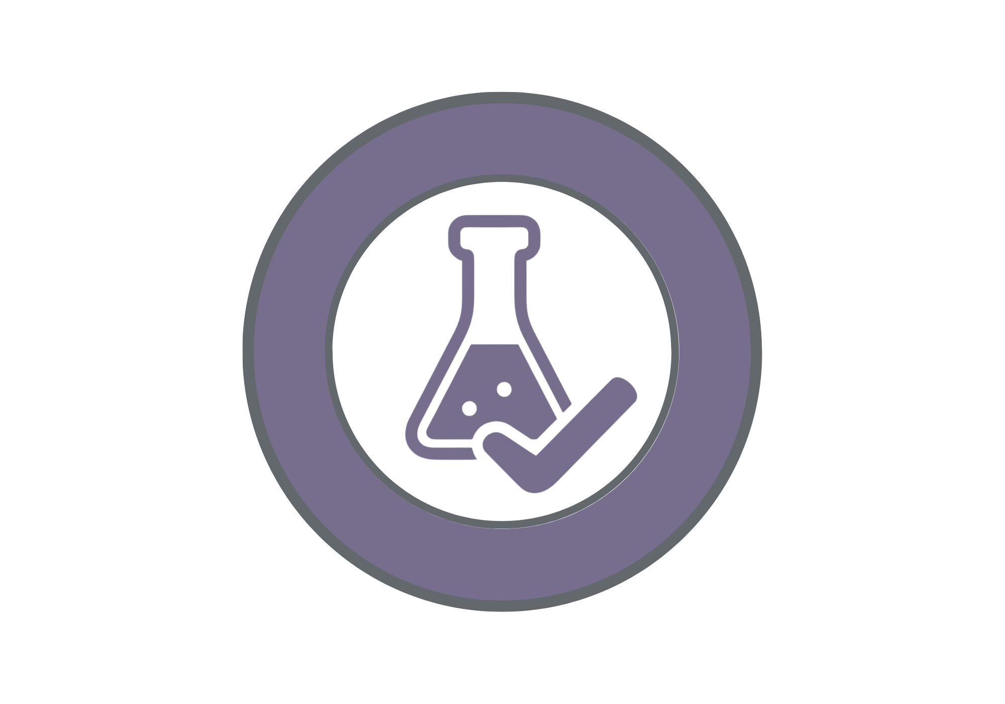 An image of a lab flask with a check mark, symbolizing Quality & Sustainability through independent third-party testing for botanical authenticity and purity of Ayurblooms products